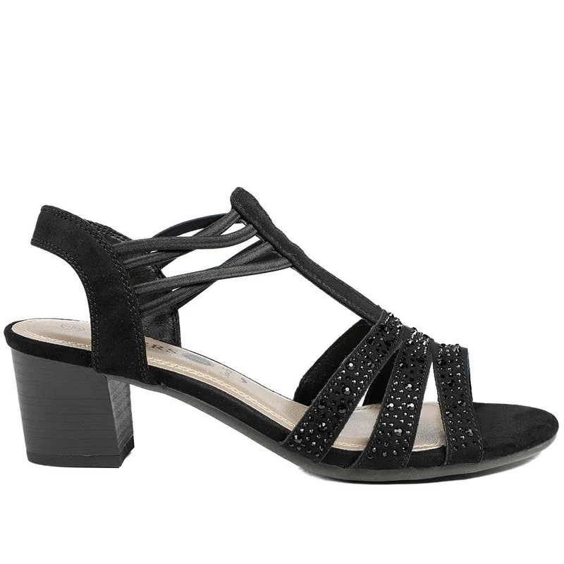 Wide Fit Embellished Strappy Sandals - PLAN43004 / 328 897 - Black