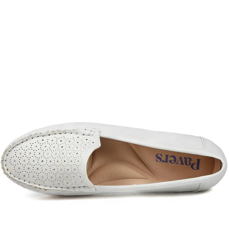 Wide Fit Patterned Moccasins - SANYI43008 / 329 330 - Light Grey