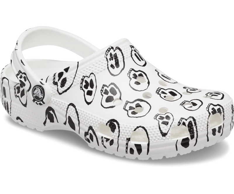 Crocs Klassischer Unisex-Clog mit Totenkopf-Print – Weiß