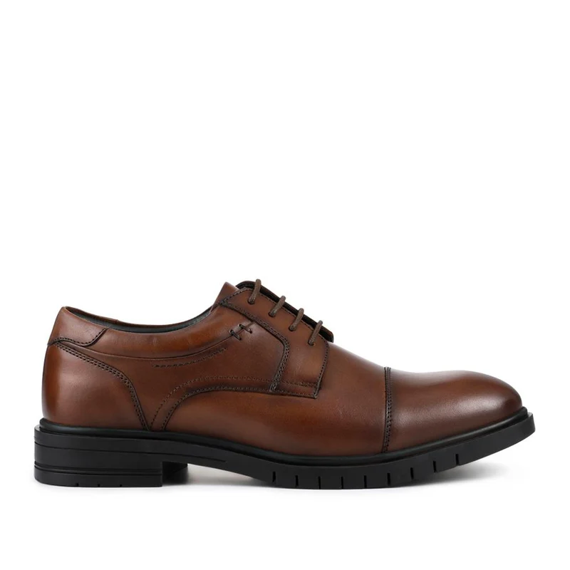 Wide Fit Smart Leather Derby Shoes - JFOOT42026 / 328 191 - Brown
