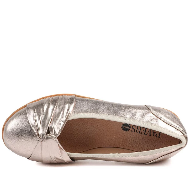 Wide Fit Chunky Bow Detailed Pumps - BRK43006 / 329 008 - Gold