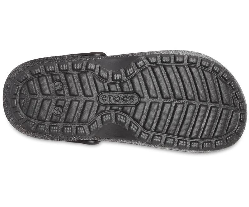 Crocs Unisex Classic Glitter Lined Clog - Schwarz / Silber