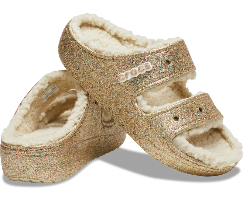 Crocs Unisex Classic Cozzzy Glitter Sandale – Multi / Gold