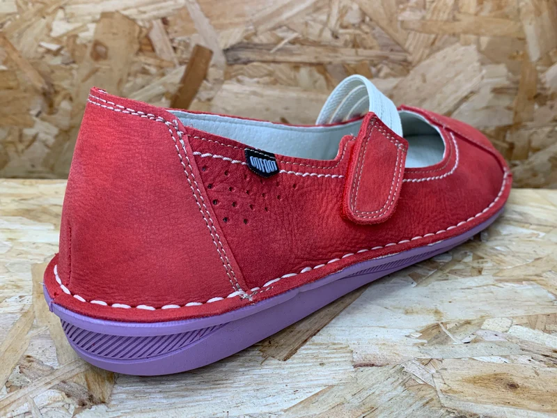 On Foot Leder-Flats für Damen - Rot