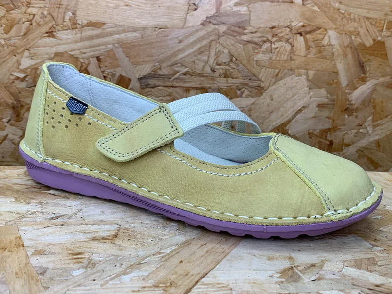 On Foot Leder-Flats für Damen - Gelb