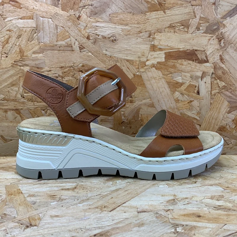 Rieker Modische Keilsandalette für Damen – Braun