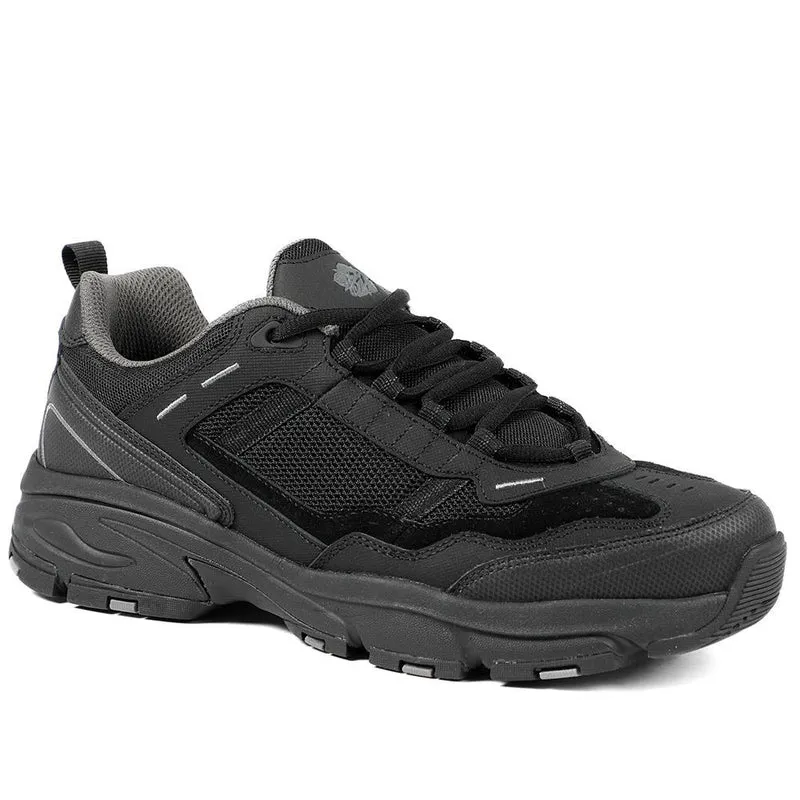 Extra Wide Leather Memory Foam Lace Up Trainers - BOJIE43019 / 329 260