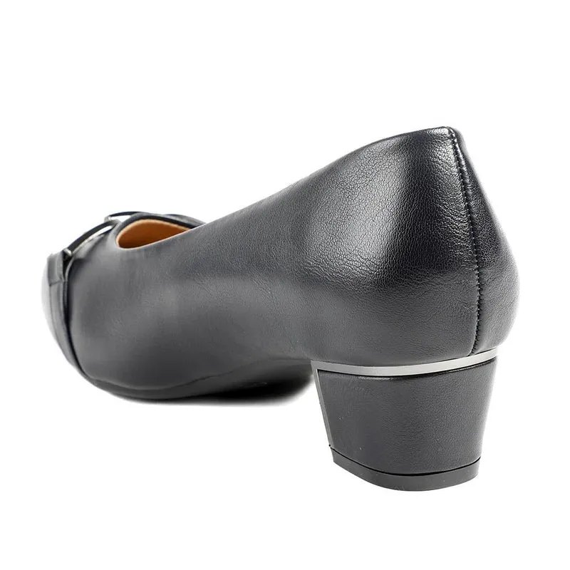 Wide Fit Block Heel Court Shoes - WK43004 / 328 968 - Navy