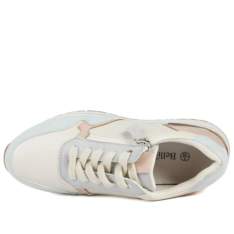 Bellissimo Chunky Zip & Lace Trainers - BELWBINS43029 / 328 932 - Beige Multi