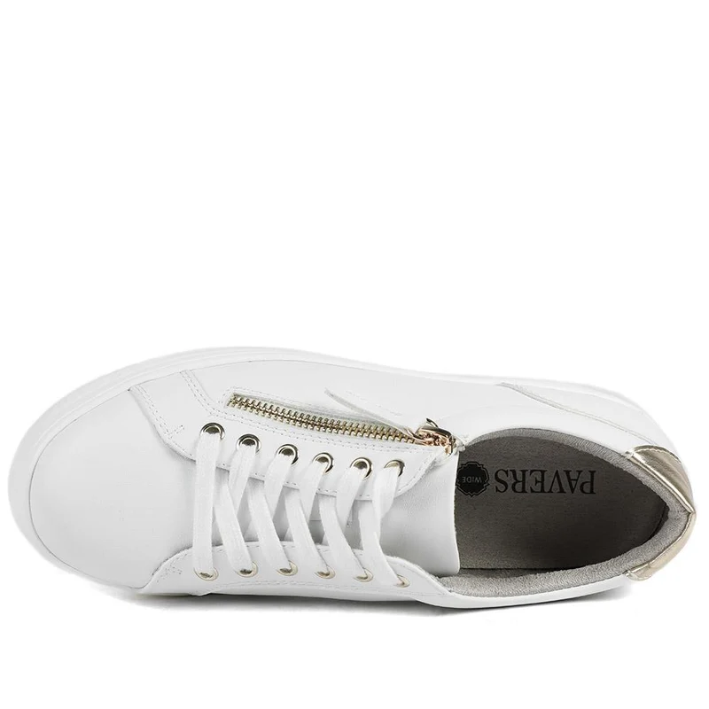 Wide Fit Zip & Lace Platform Trainers - WBINS43003 / 328 884 - White