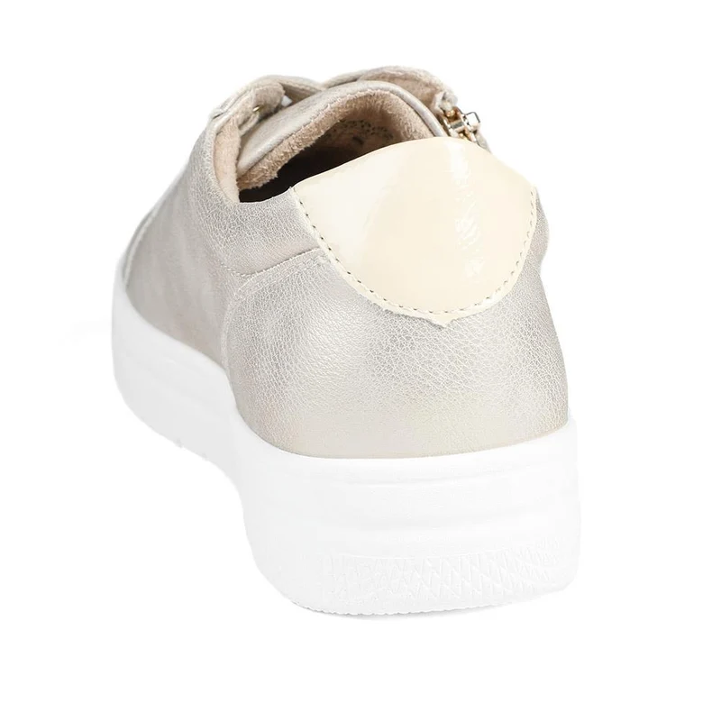Wide Fit Zip & Lace Platform Trainers - WBINS43003 / 328 884 - Soft Gold