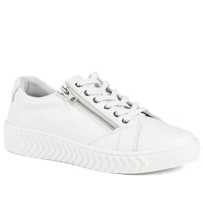 Wide Fit Leather Breathable Platform Trainers - BRK43000 / 328 558