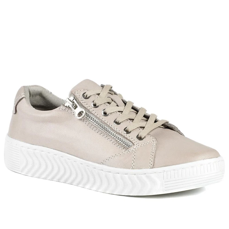 Wide Fit Leather Breathable Platform Trainers - BRK43000 / 328 558