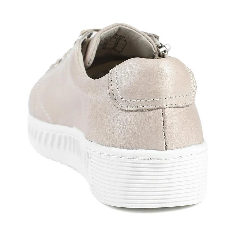 Wide Fit Leather Breathable Platform Trainers - BRK43000 / 328 558 - Stone