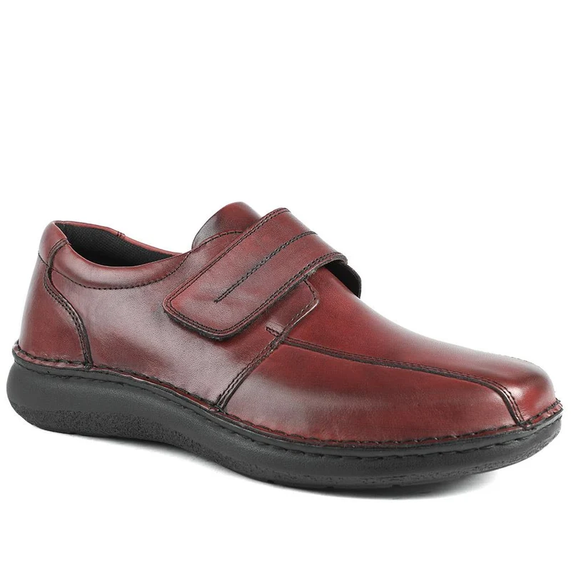 Wide Fit Leather Smart Adjustable Fit Shoes - PARK42060 / 328 431 - Bordeaux