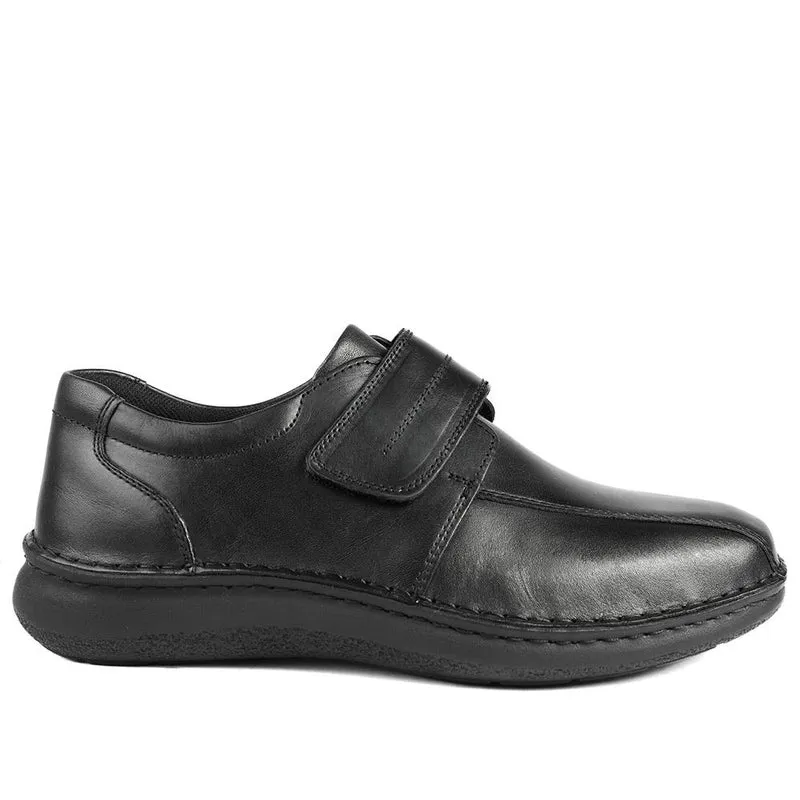 Wide Fit Leather Smart Adjustable Fit Shoes - PARK42060 / 328 431 - Black