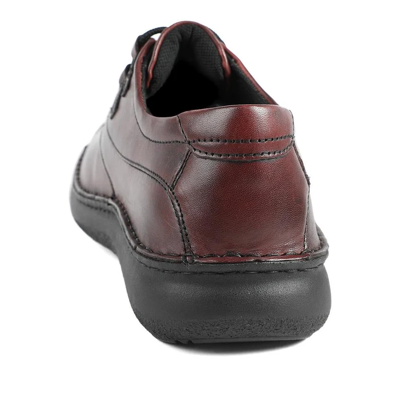 Wide Fit Leather Casual Lace Up Shoes - PARK42059 / 328 430 - Bordeaux