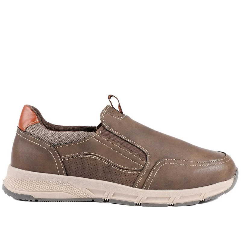 Wide-Fit Elasticated Slip On Shoes - WBINS42062 / 327 868 - Dark Brown