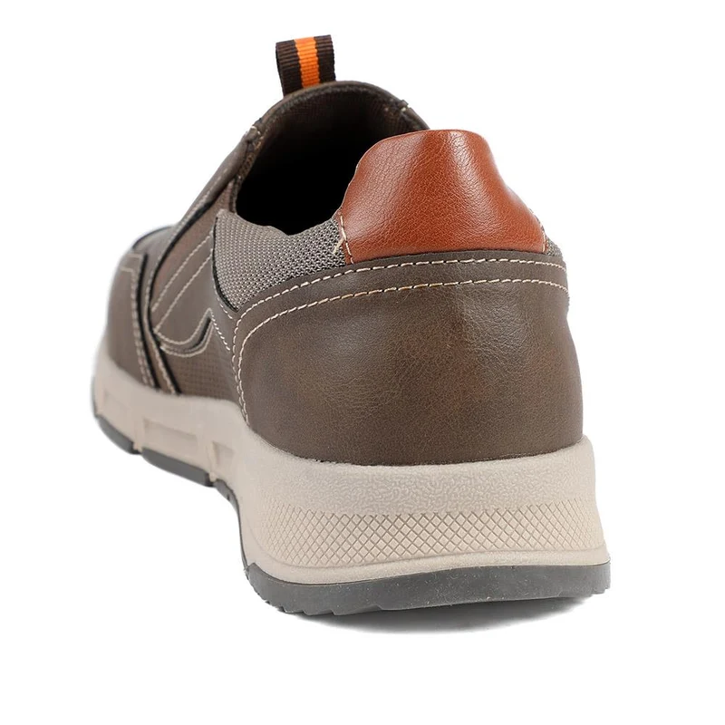 Wide-Fit Elasticated Slip On Shoes - WBINS42062 / 327 868 - Dark Brown