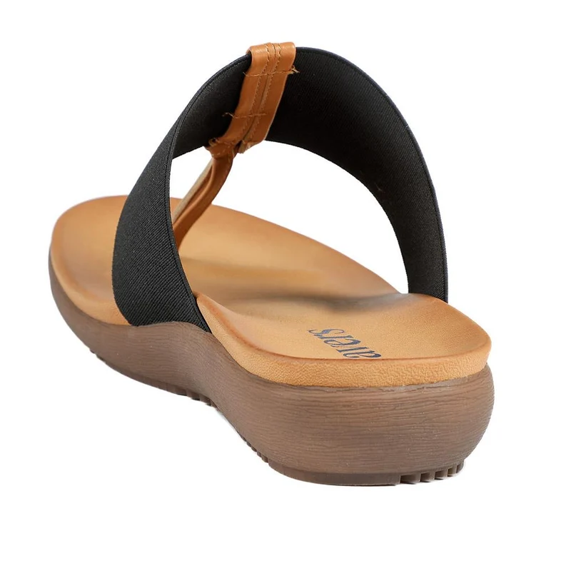 Flexible Wide Fit Toe Post Sandals - BAIZH41027W / 329 019 - Black