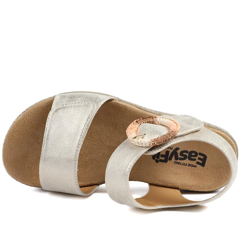 EasyFit Arabelle Extra Wide Buckle Fasten Sandals - ARABELLE / 329 164 - Soft Gold