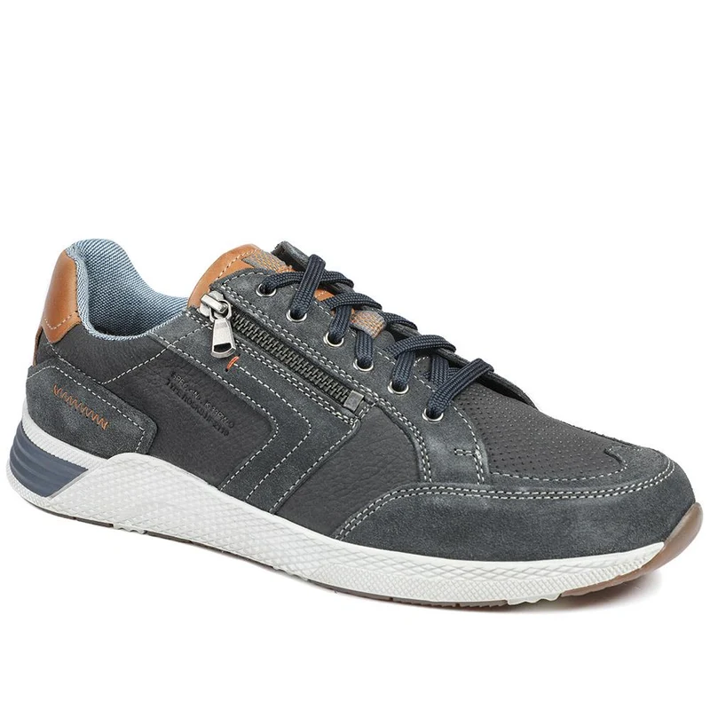 Leather Wide-Fit Lace-Up Trainers - PARK41046 / 327 261