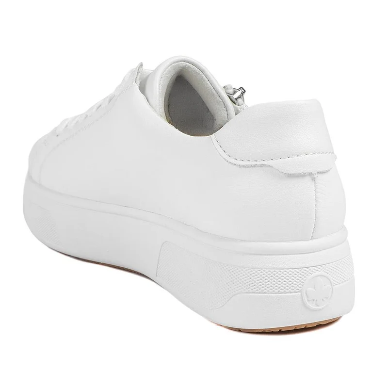 Rieker Leather Zip & Lace Platform Trainers - RKR43539 / 328 768 - White