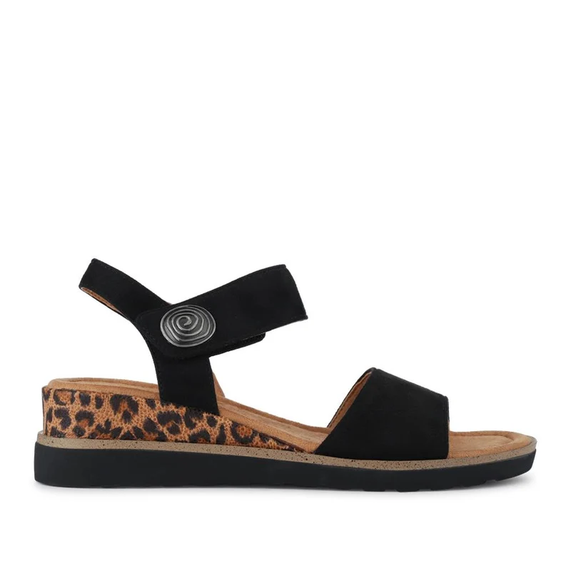 Cushioned Touch-Fasten Sandals - WOIL41044 / 327 272 - Black Leopard