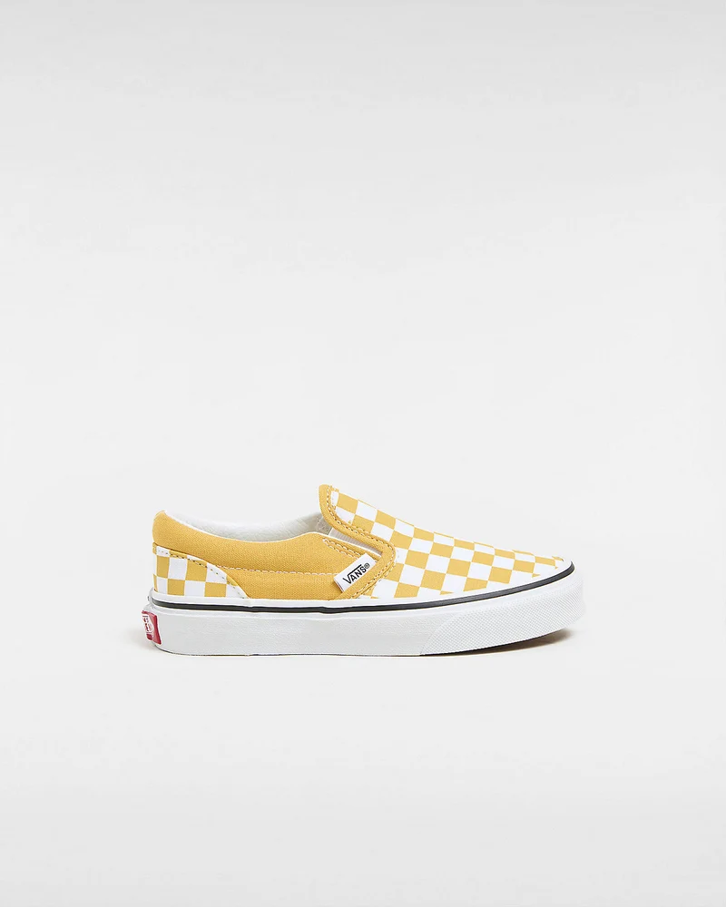 VANS Klassische Slip-On-Sneaker für Kinder „Color Theory Checkerboard“ – Golden Glow