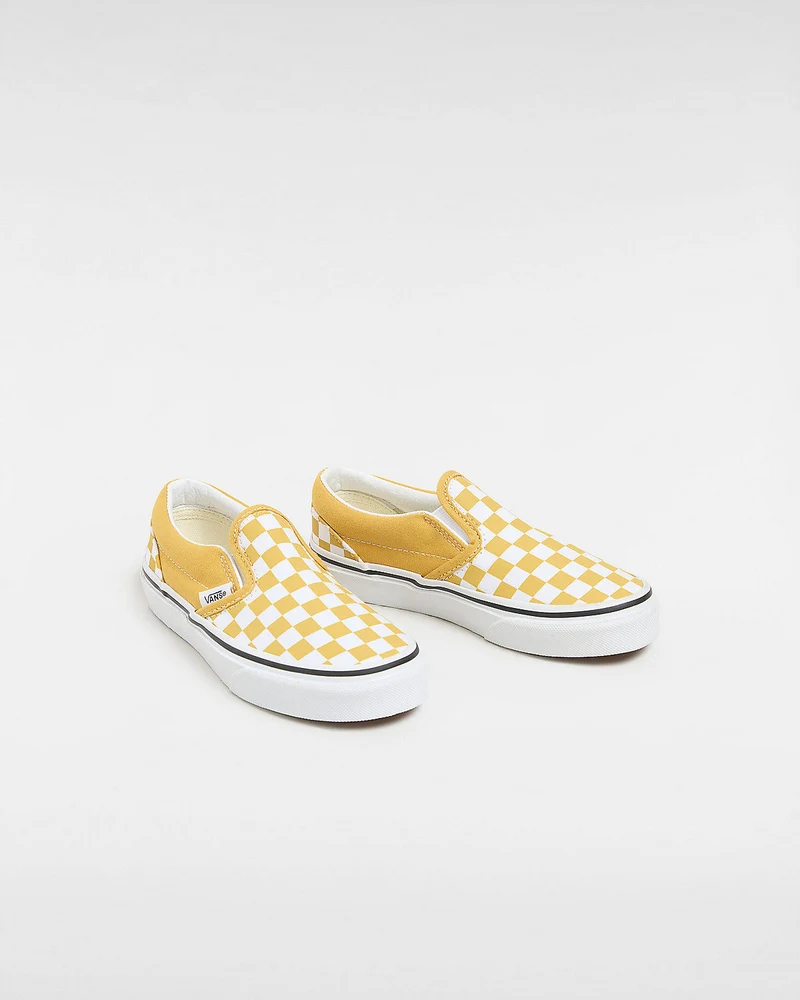 VANS Klassische Slip-On-Sneaker für Kinder „Color Theory Checkerboard“ – Golden Glow