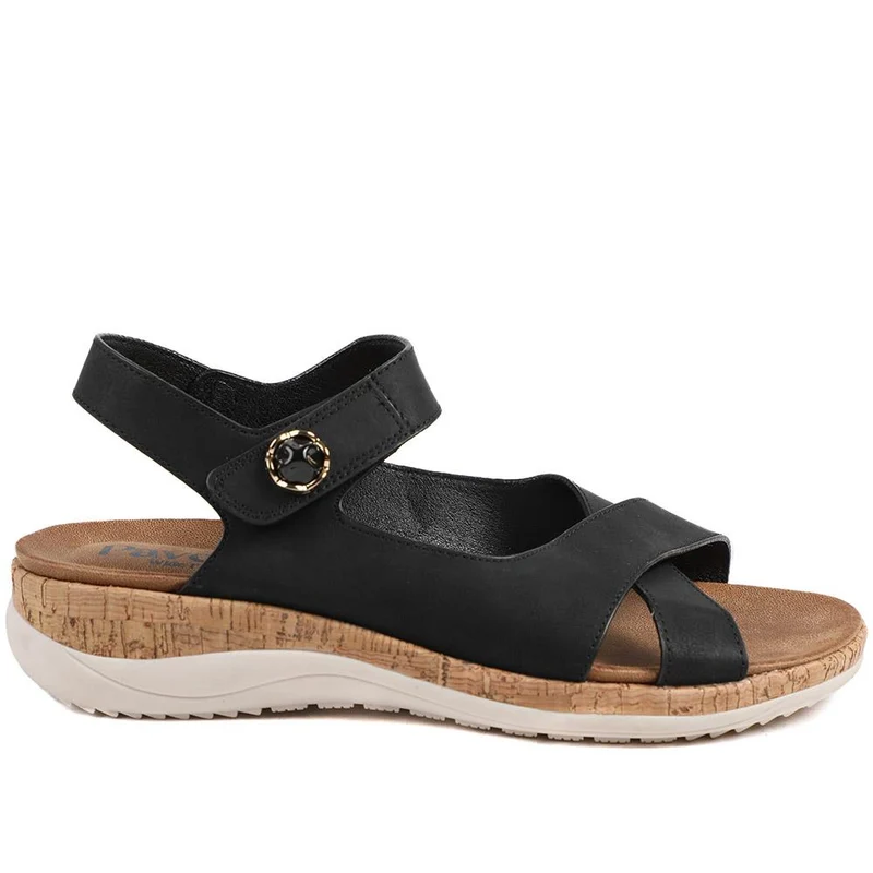 Wide Fit Adjustable Fit Cushioned Sandals - BAIZH43041 / 329 247 - Black