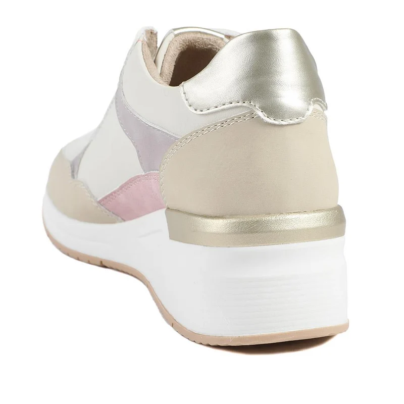 Bellissimo Zip & Lace Wedged Trainers - BELWBINS43032 / 328 934 - Beige Multi