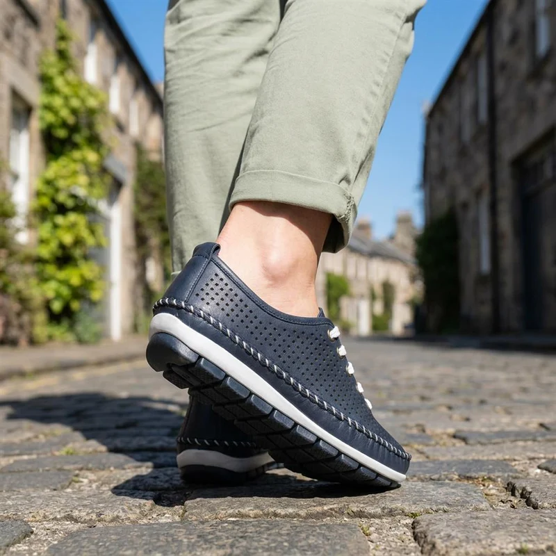 Breathable Leather Lace Up Shoes - SIMIN43002 / 329 312 - Navy