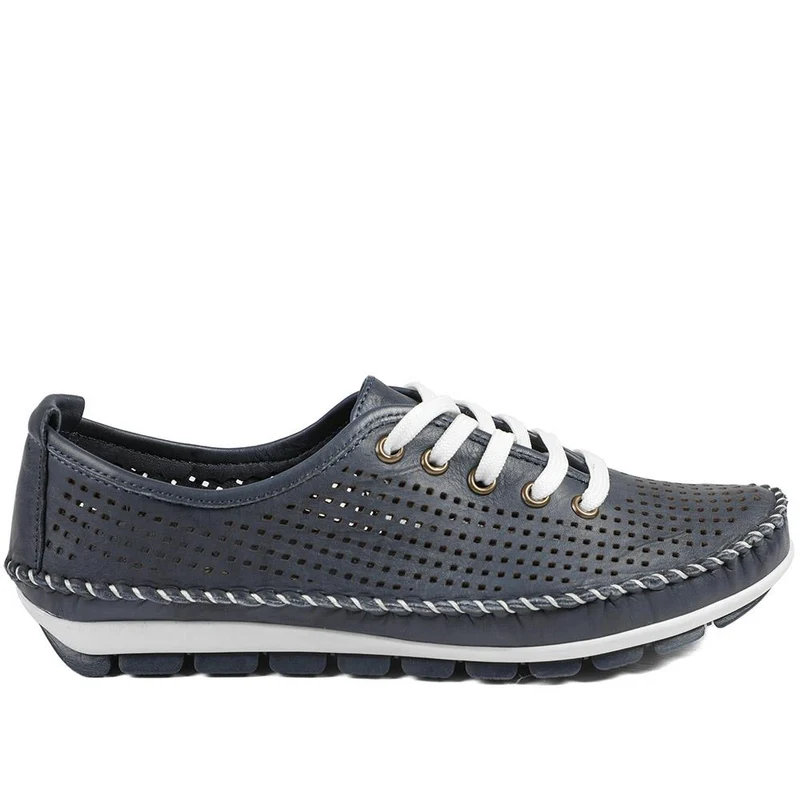 Breathable Leather Lace Up Shoes - SIMIN43002 / 329 312 - Navy