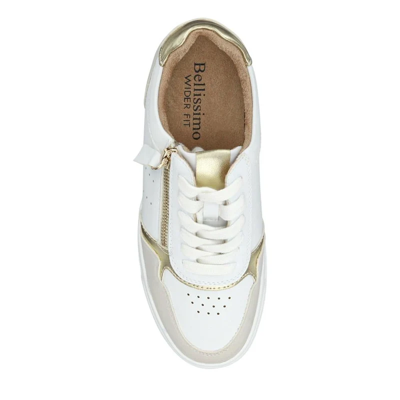 Wide-Fit Dual-Fasten Platform Trainers - BELWBINS41004 / 326 812 - White Multi