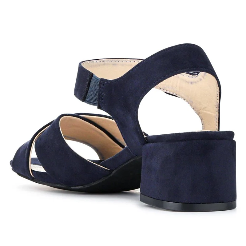 Elegant Block Heeled Sandals - WBINS41053 / 327 111 - Navy