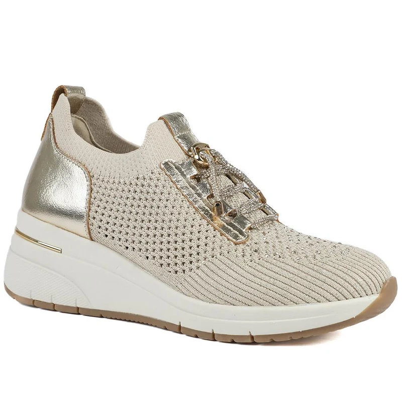 Knitted Slip On Wedge Trainers - WOIL43021 / 329 313
