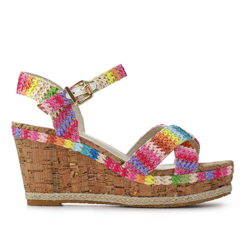 High Wedge Buckled Sandals - WBINS41050 / 327 271 - Multi