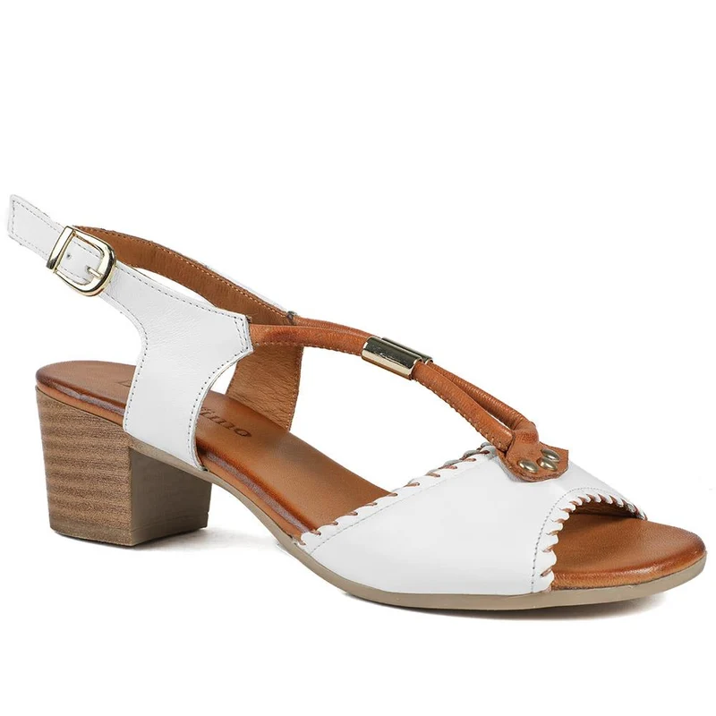Bellissimo Leather Block Heel Sandals - BELMETIN43007 / 329 141 - White