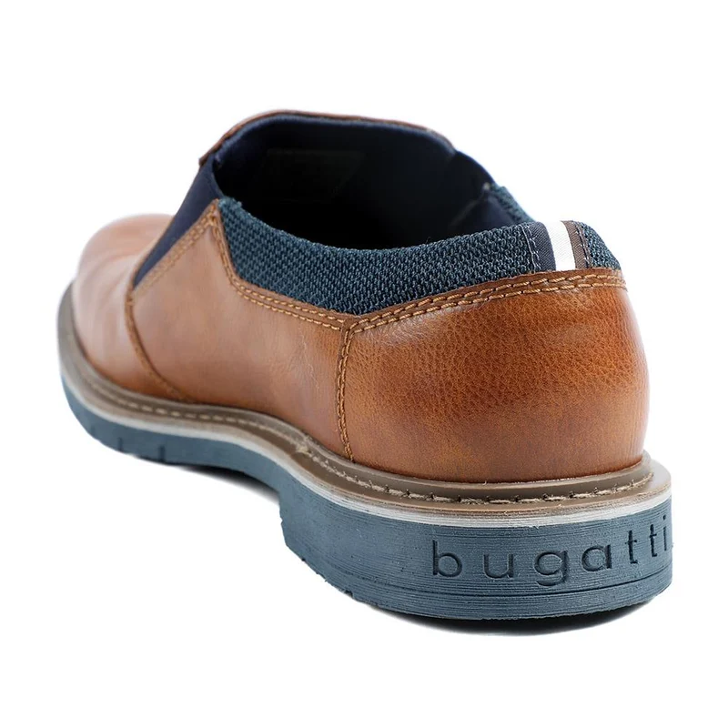 Leather Slip On Shoes with Elasticated Fastening - BUG43500 / 328 746 - Tan