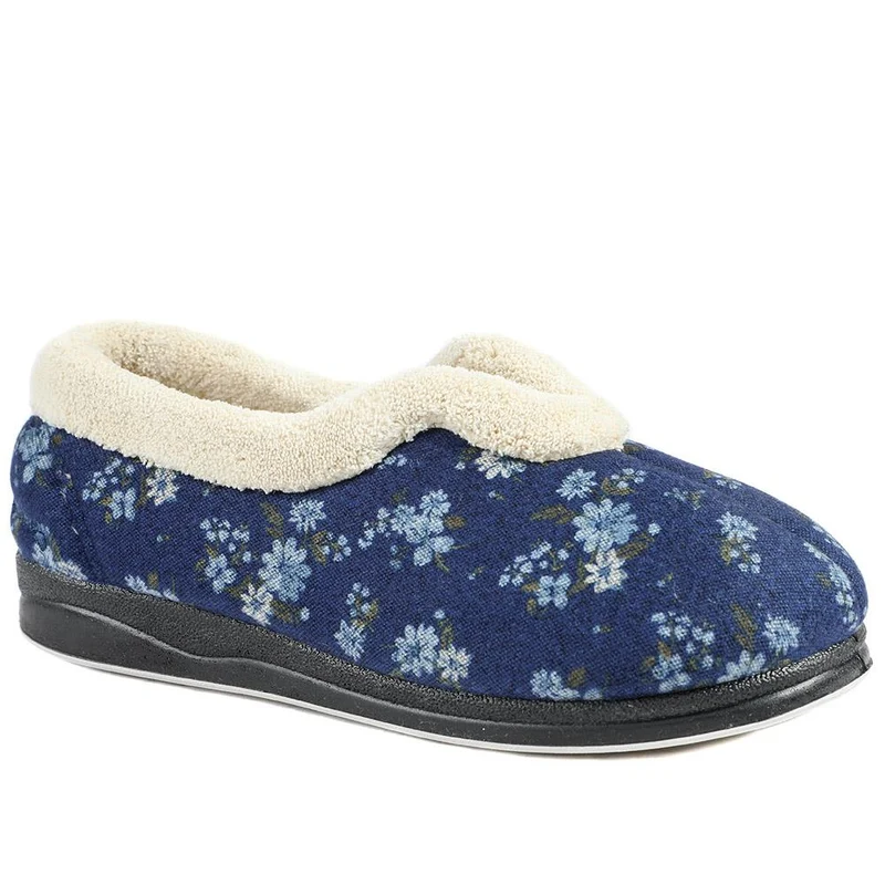 Padders Wide Fit Memory Foam Slippers - PADQING43006 / 329 403 - Navy
