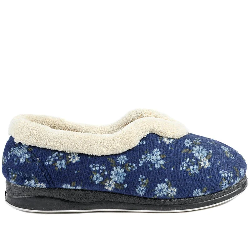 Padders Wide Fit Memory Foam Slippers - PADQING43006 / 329 403 - Navy