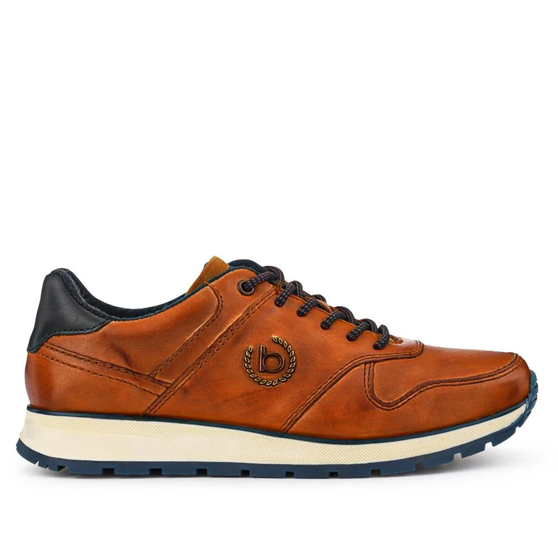 Casual Leather Lace-Up Shoes - BUG40524 / 326 010 - Cognac
