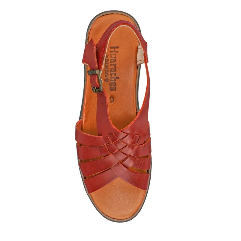 Adjustable-Buckled Leather Sandals - EDNB40092 / 326 912 - Red