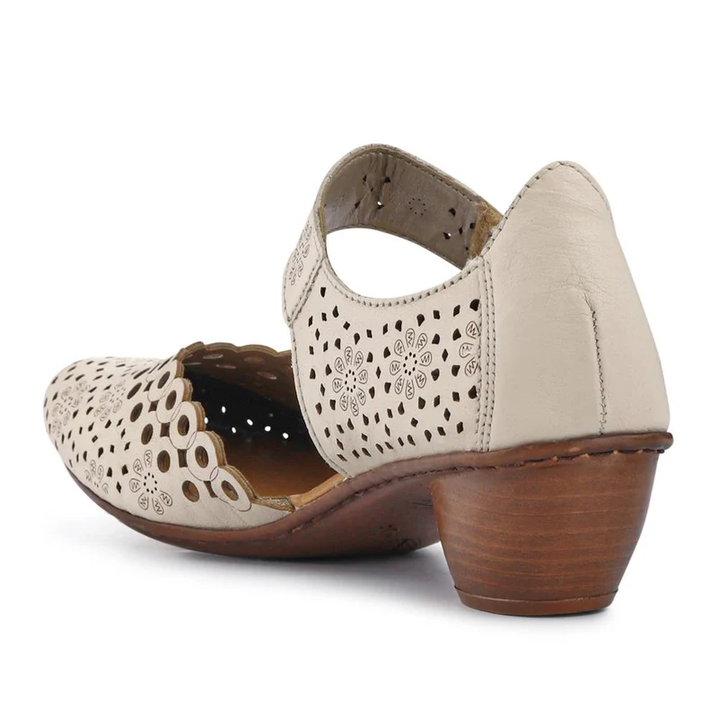 Leather Cuban-Heeled Mary Janes - RKR41536 / 327 286 - Beige