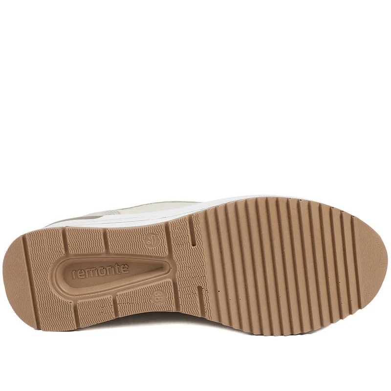 Remonte Cushioned Leather Zip & Lace Trainers - DRS43505 / 328 688 - Cream Multi