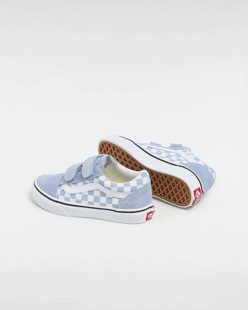VANS Old Skool V Color Theory Checkerboard-Turnschuhe für Kinder – Dusty Blue