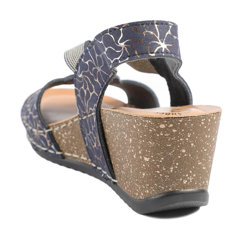Fly Flot Wedge Heel Slingback Sandals - FLY43023 / 328 682 - Navy
