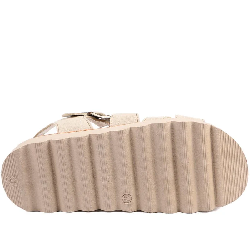 Fly Flot Platform Heel Buckled Sandals - FLY43007 / 328 656 - Beige