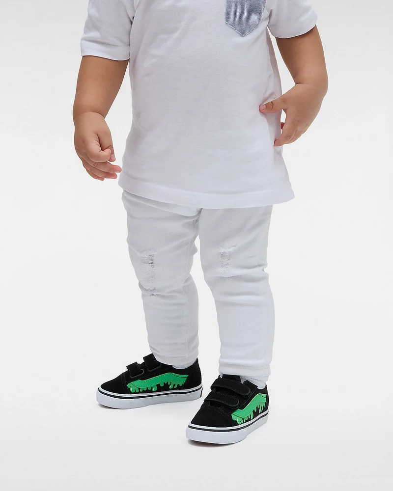 VANS Old Skool V Glow in The Dark Slime-Turnschuhe für Kleinkinder – Schwarz/Grün